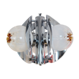 Geometric vintage chandelier in chrome and glass frosted by A.V. Mazzega