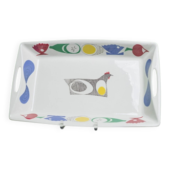 Multicolore glazed ceramic tray, Norway 1960s by Hermann Bongard for Figgjo Flamework A la Carte – vintage Memphis-inspired
