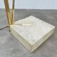 70s design floor lamp, brass and travertine, Hollywood Regency