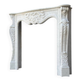 Louis XV Style Fireplace in Carrara Marble, Circa 1980