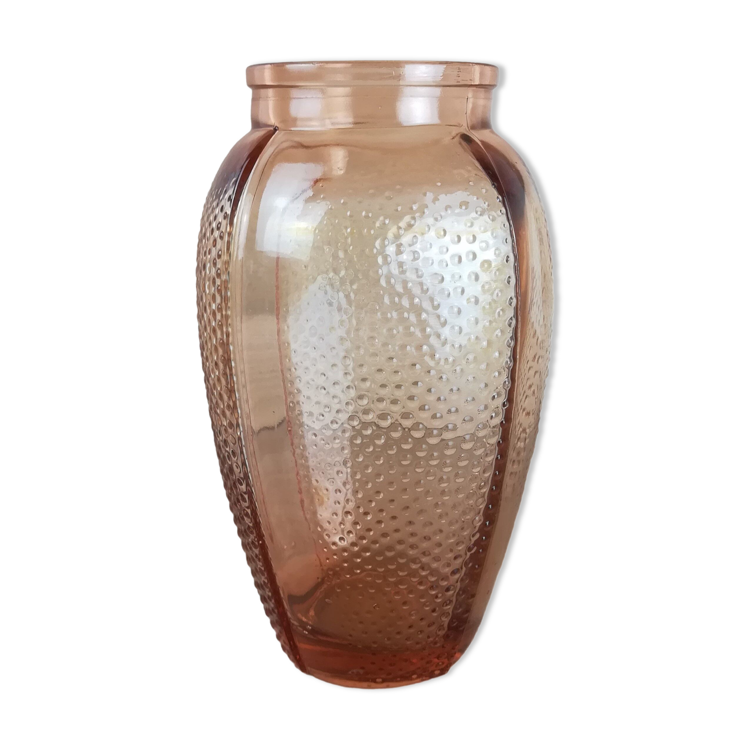 Peach pink glass vase