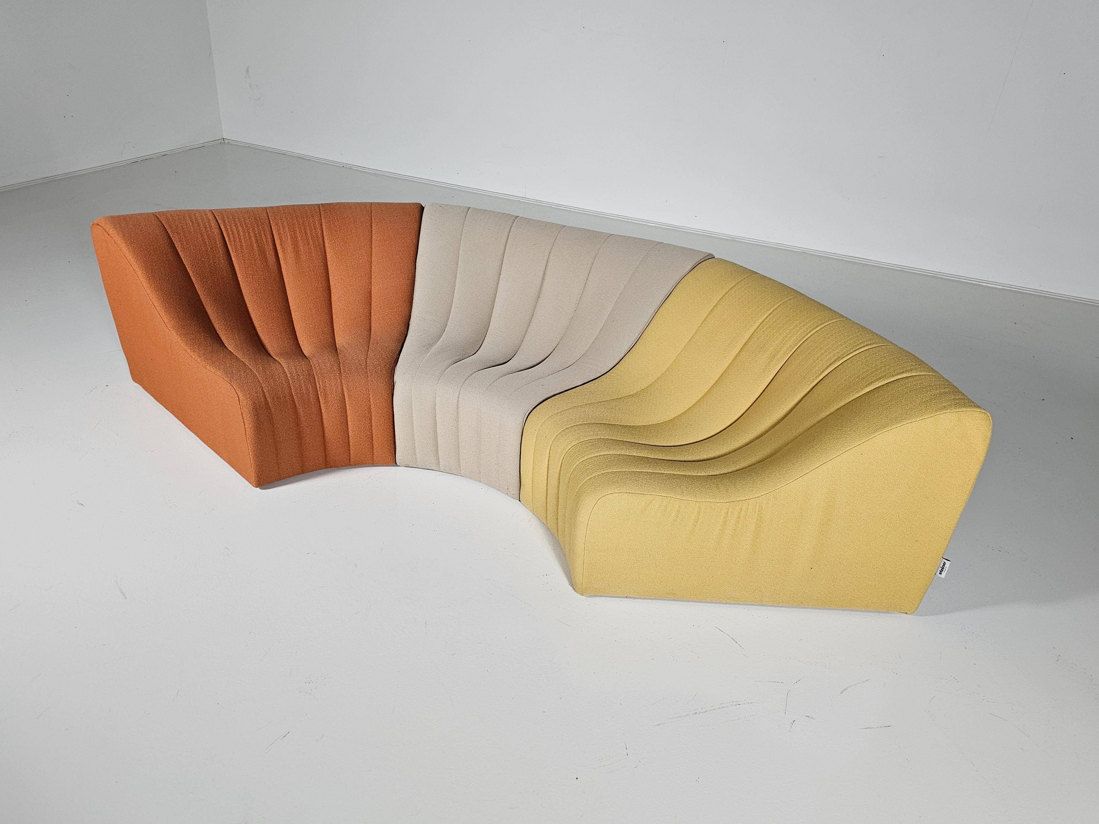 Kwok Hoi Chan "Chromatic" modular sofa in orange, yellow and cream.
