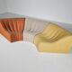 Kwok Hoi Chan "Chromatic" modular sofa in orange, yellow and cream.