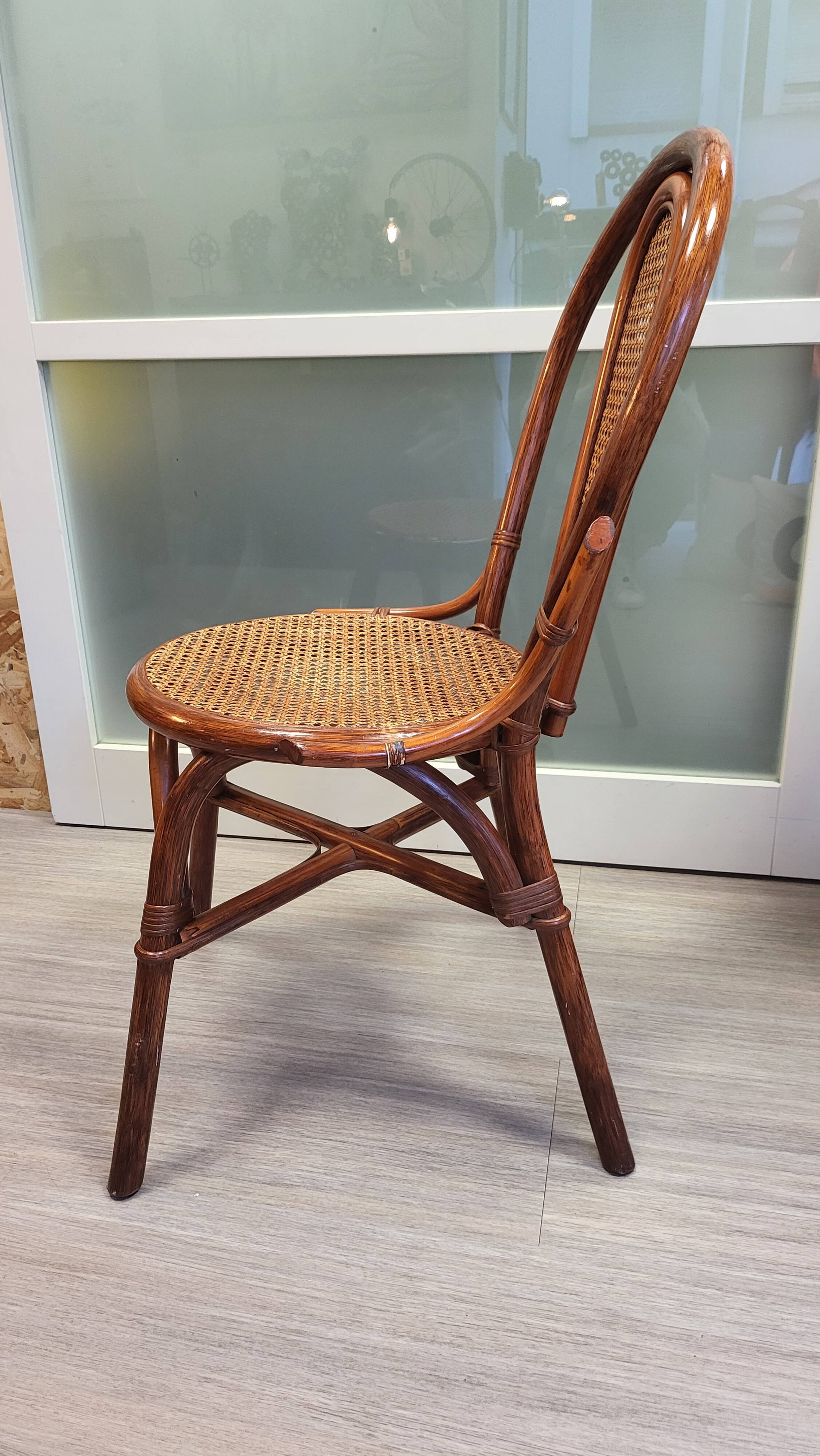 Vintage rattan and cane bistro chair