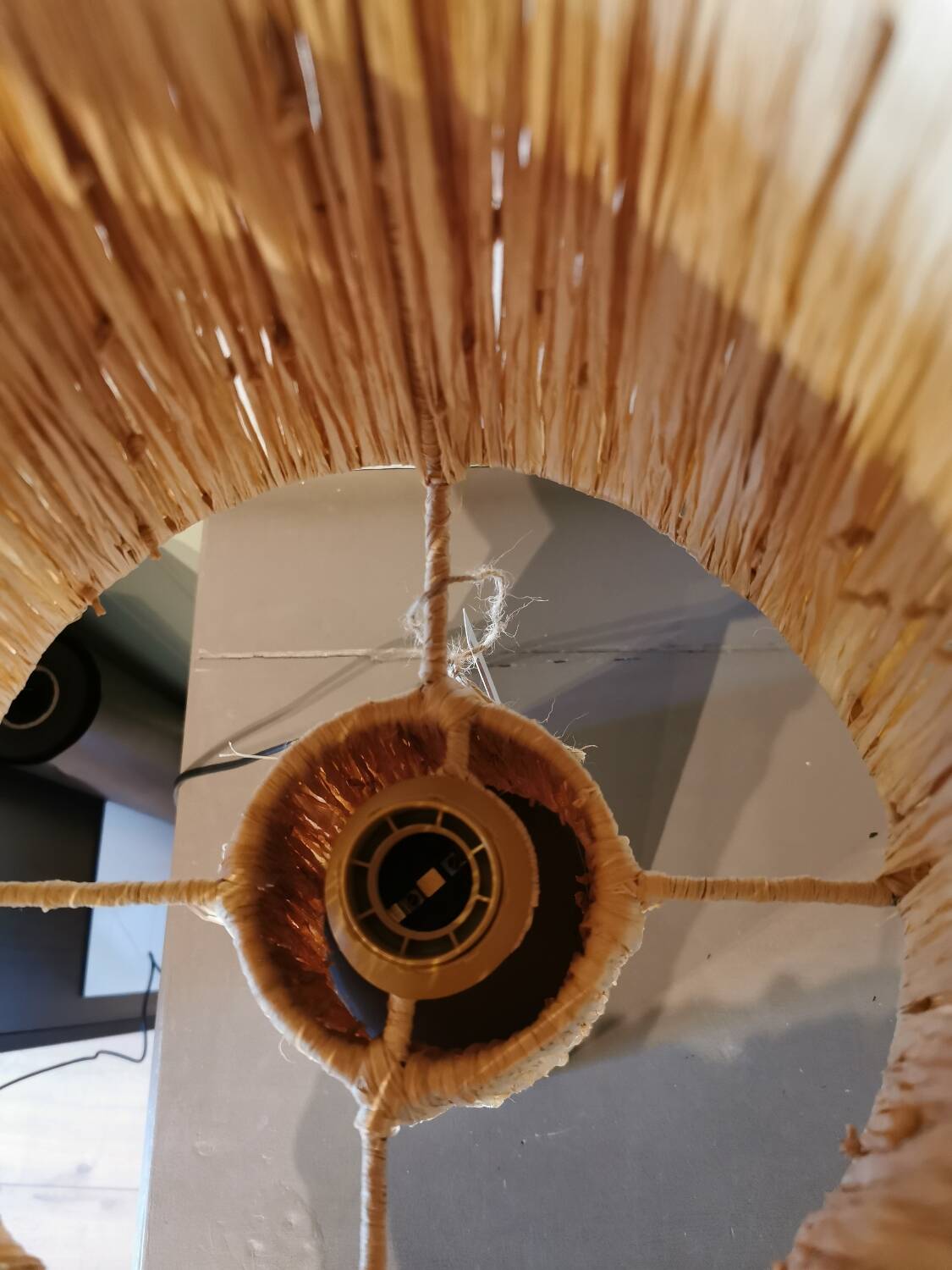 Large raffia lamp