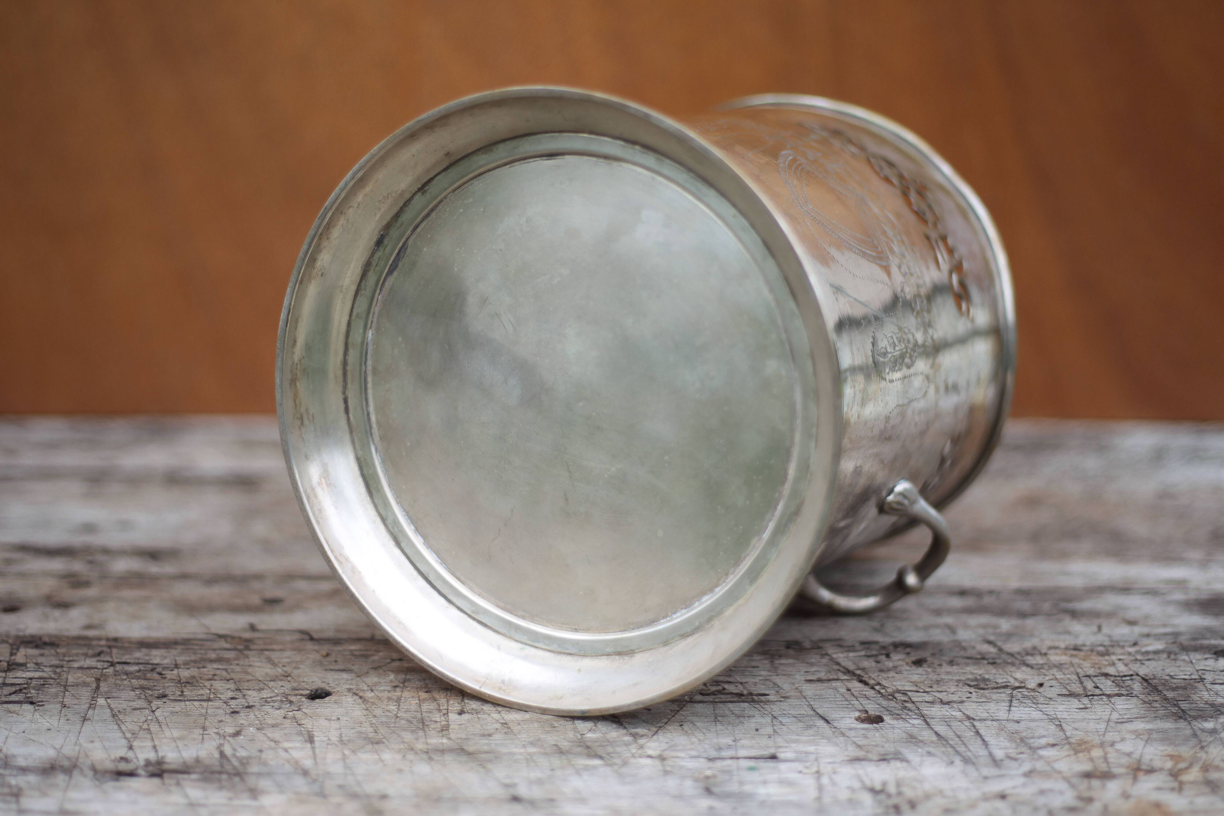 Vintage champagne bucket, silver metal champagne bucket, tableware