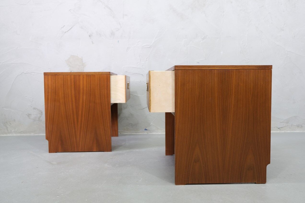 A pair of Scandinavian minimalist teak nightstand tables , 1960s