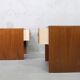A pair of Scandinavian minimalist teak nightstand tables , 1960s