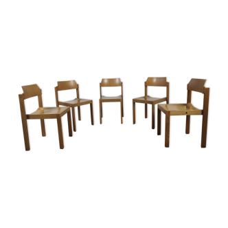 5 vintage wood chairs  80