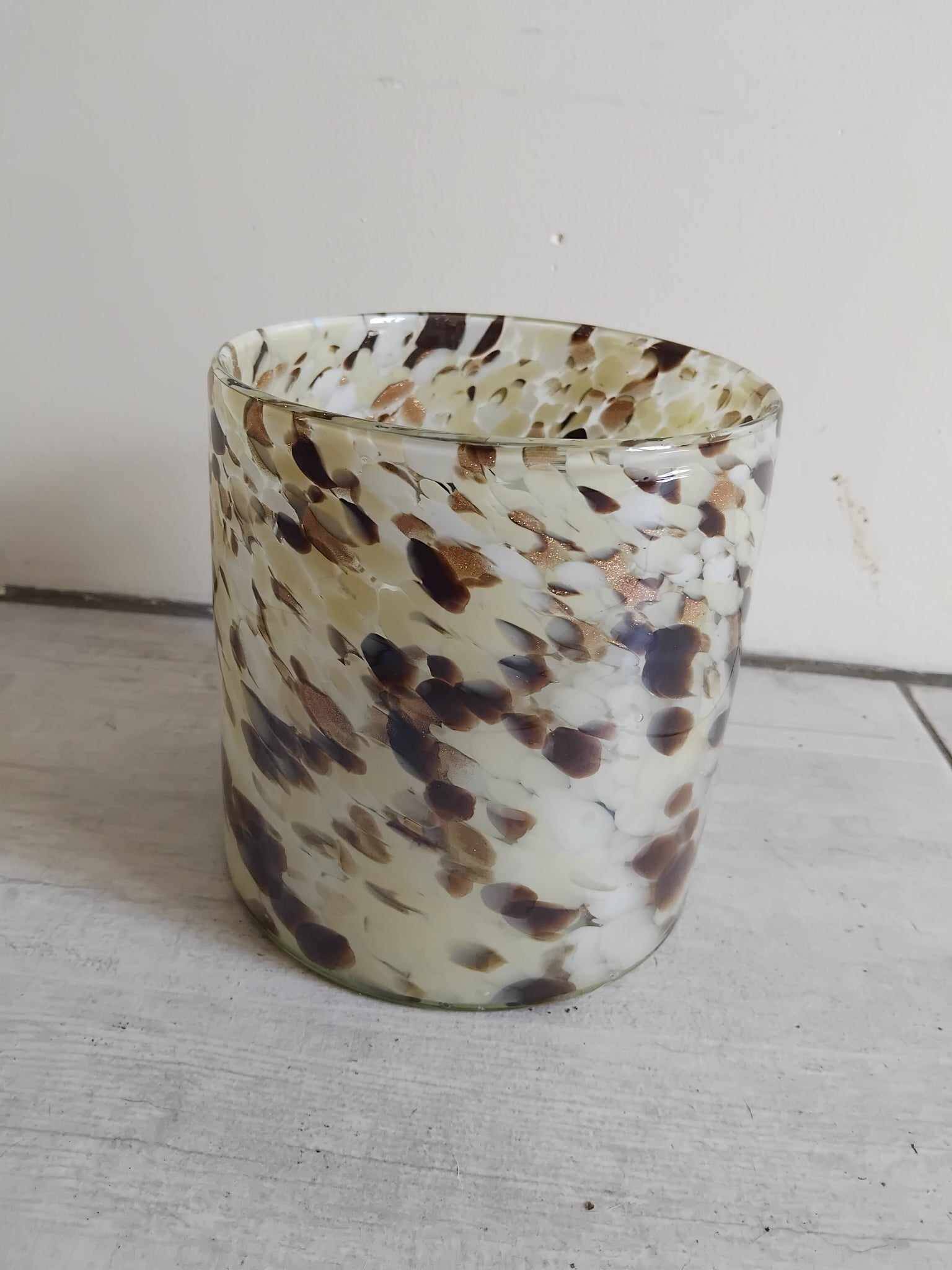 Murano multi-layered scroll vase with gold inclusion