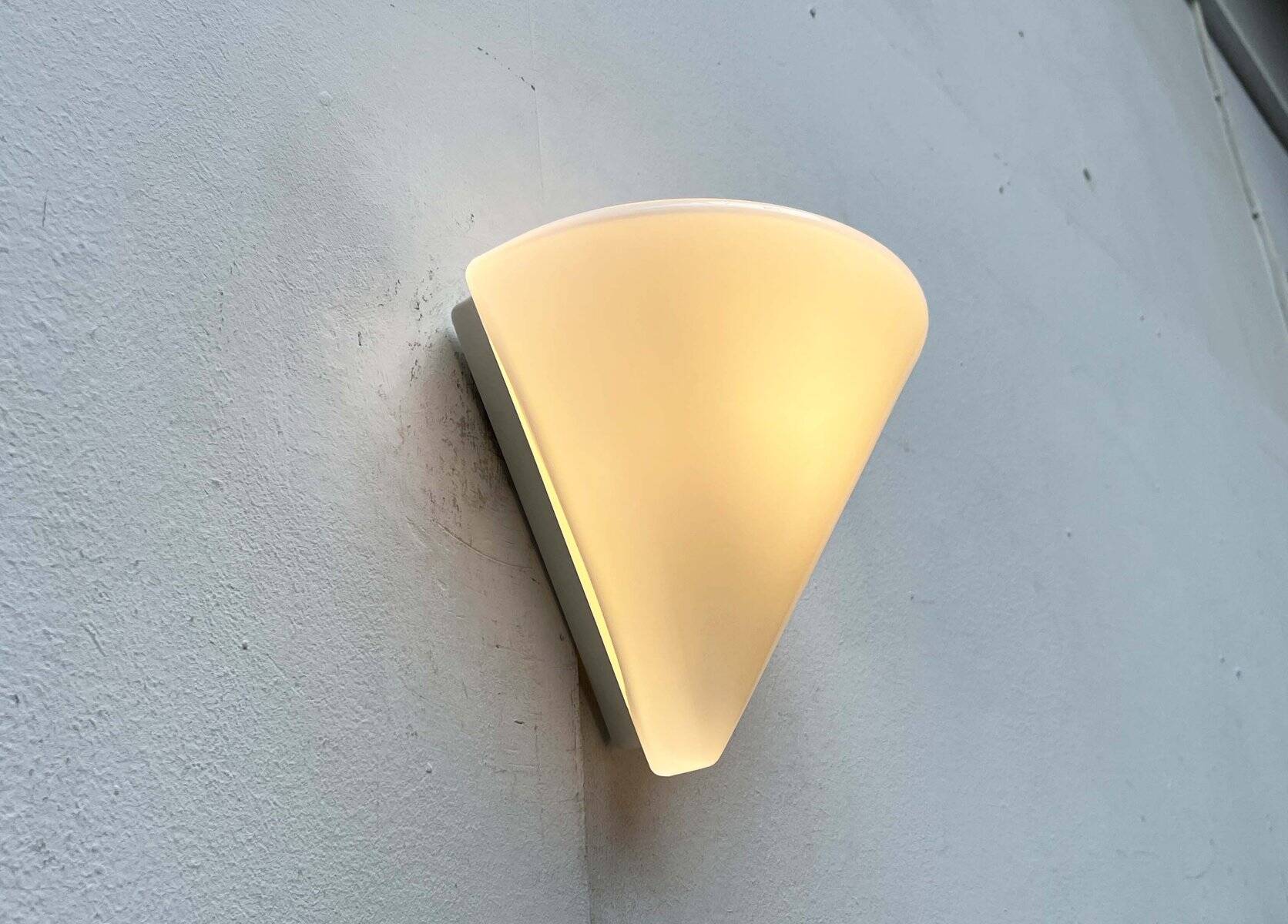 Wall lamp in glass from the Postmodern T+L Royal Typ L 133 series by Keuco, 1980s.