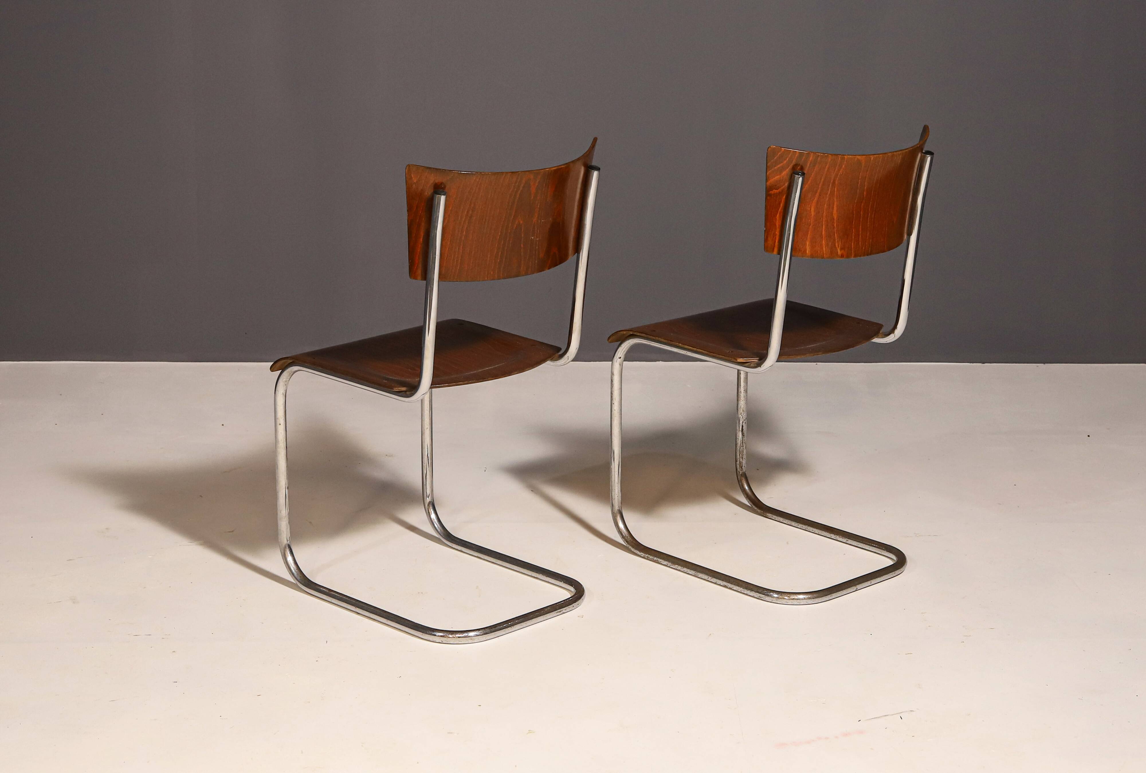 Pair of Bauhaus chair S43 by Mart Stam by Kovona, 1950´s