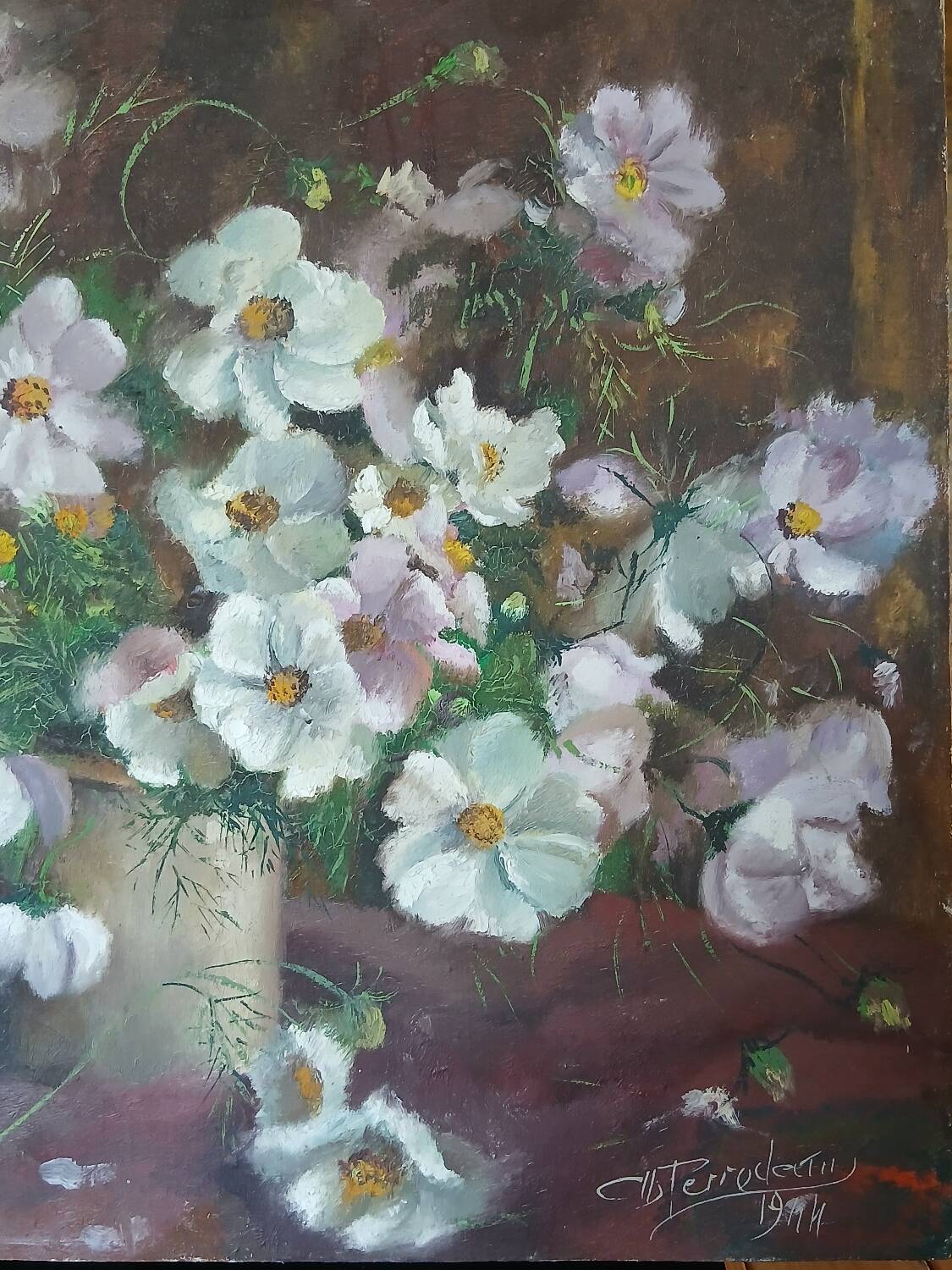 Peinture bouquet de fleurs sur toile 1944