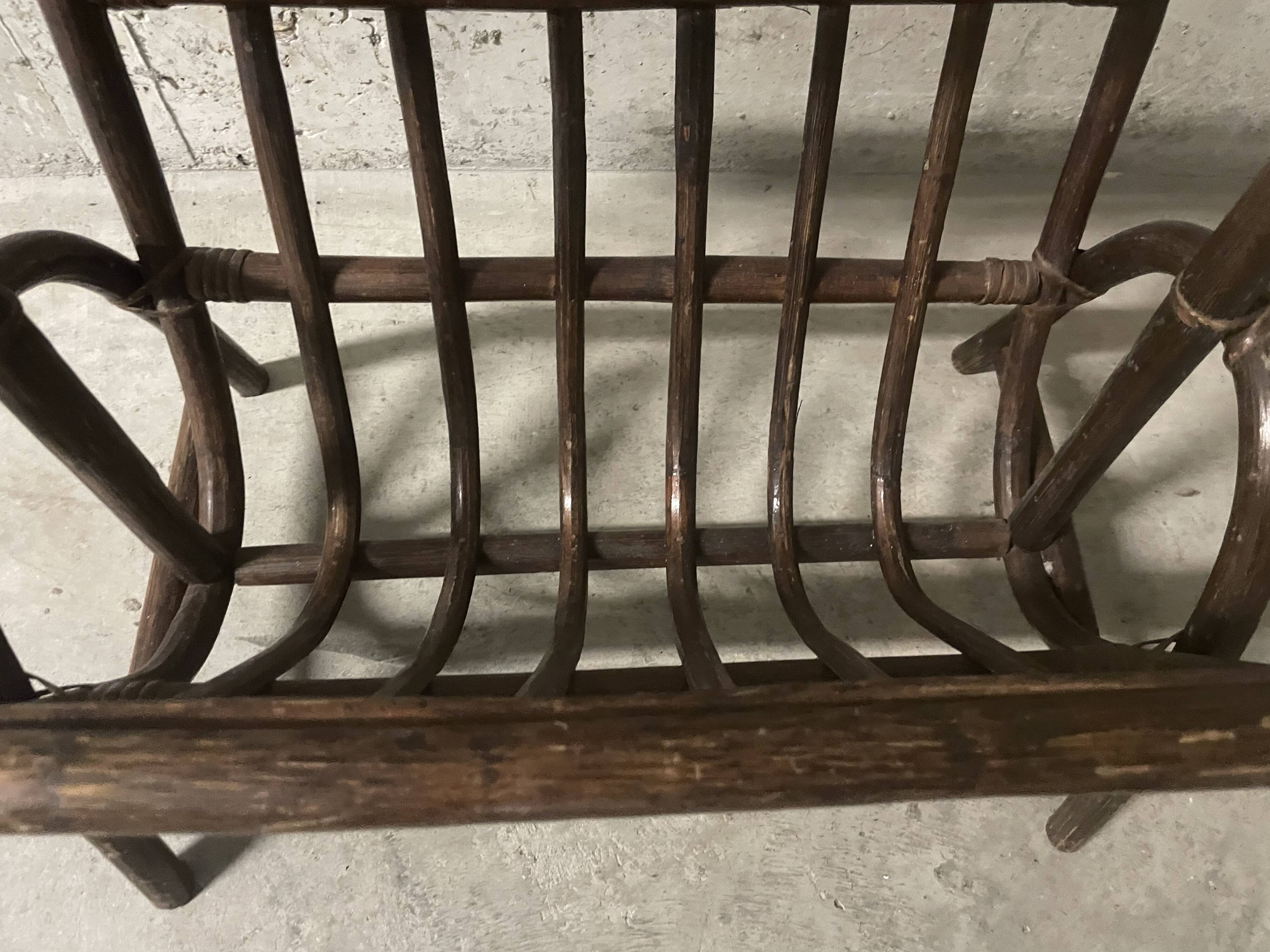 1970s rattan magazine rack