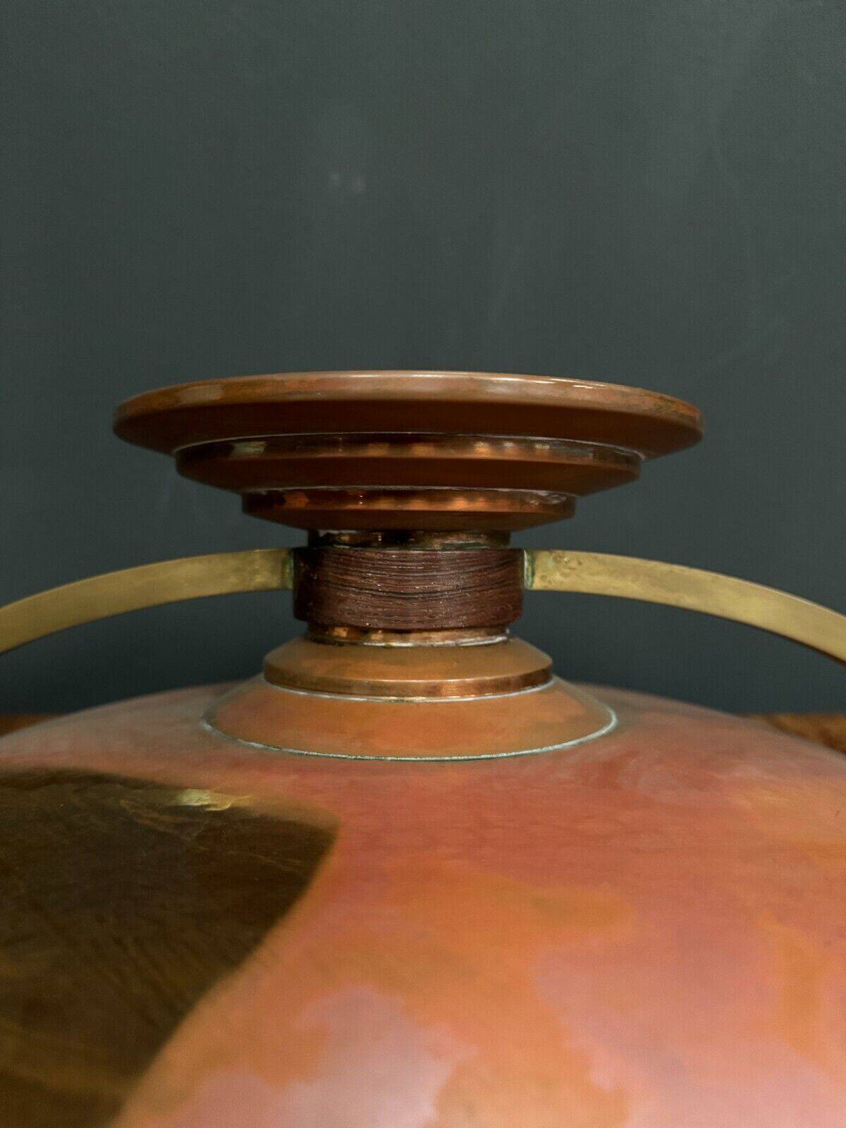 1930 copper bowl with Art Deco bronze handles