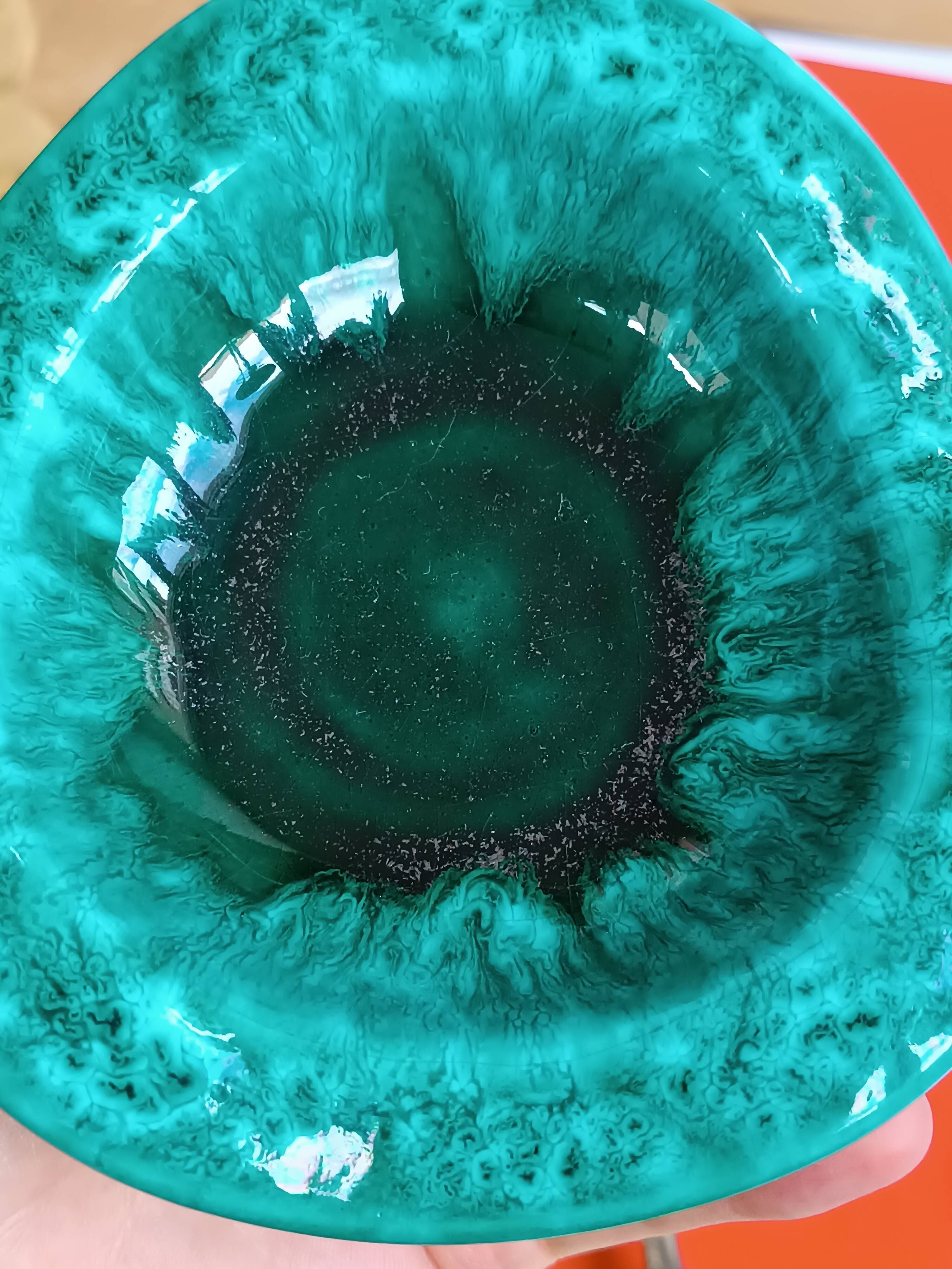 Turquoise glazed ceramic catchall by Giraud Vallauris 1960