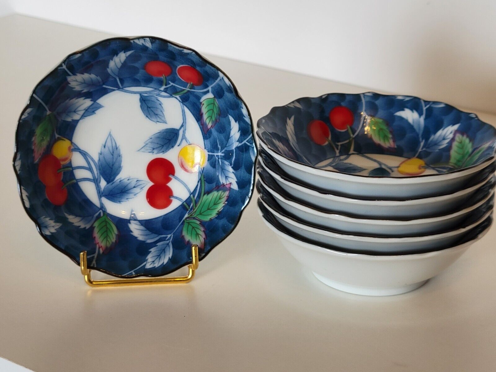 6 cups decoration cherries Japan vintage