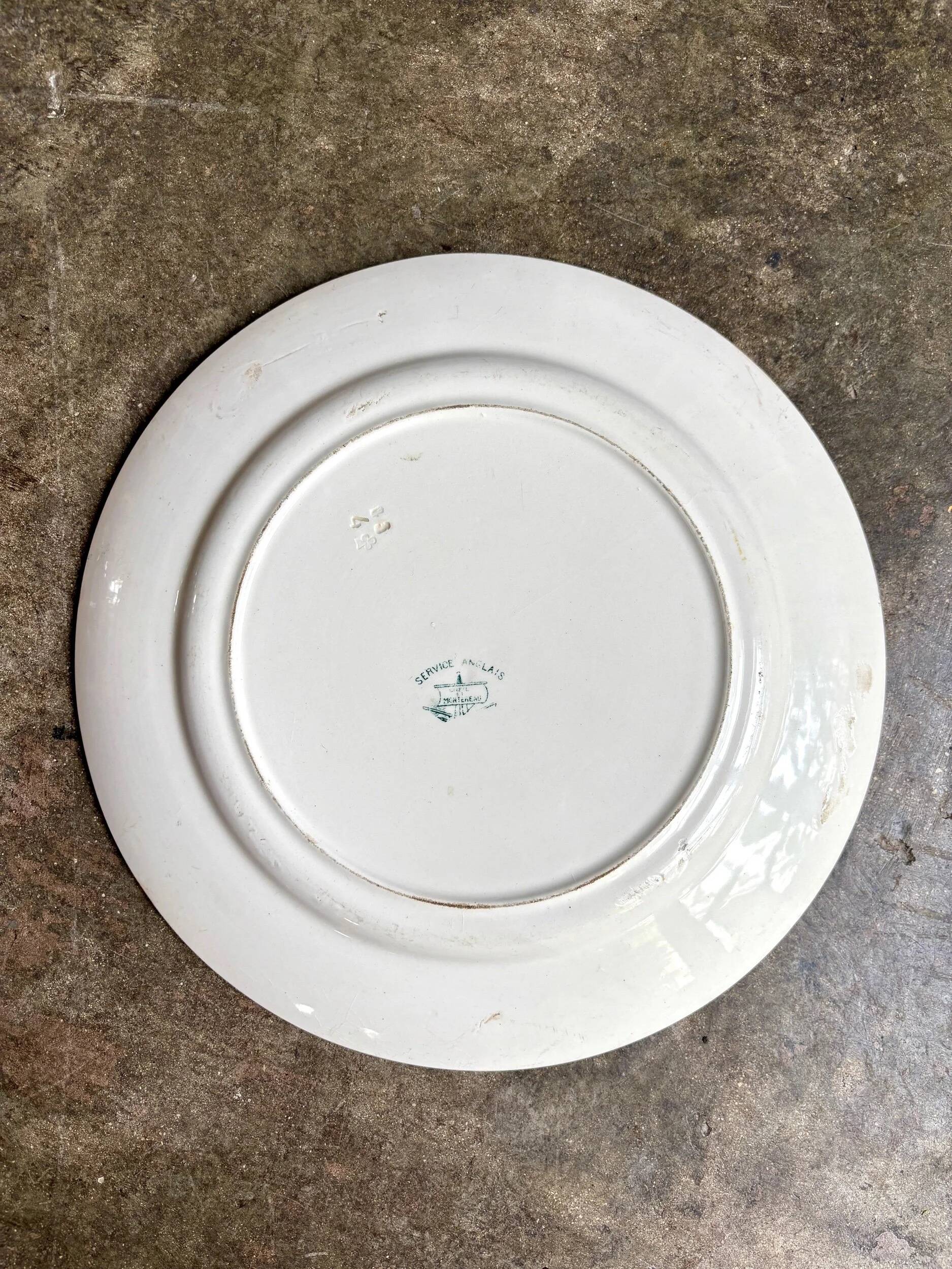Creil & Montereau round dish in green ironstone, "English" service