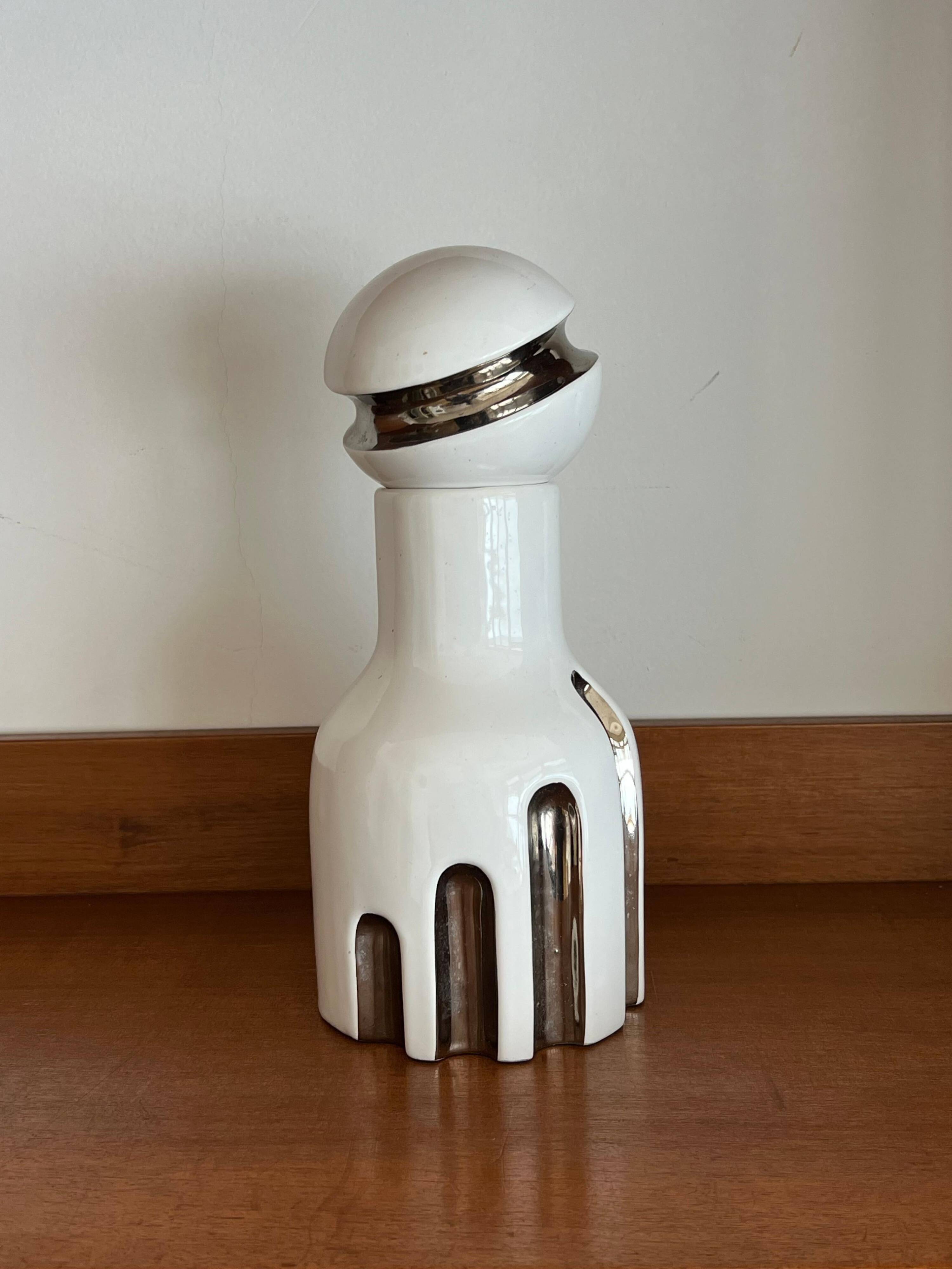 Decorative Ceramic Vase , white glazed, Scultptural Totem, 1970's Ceramic