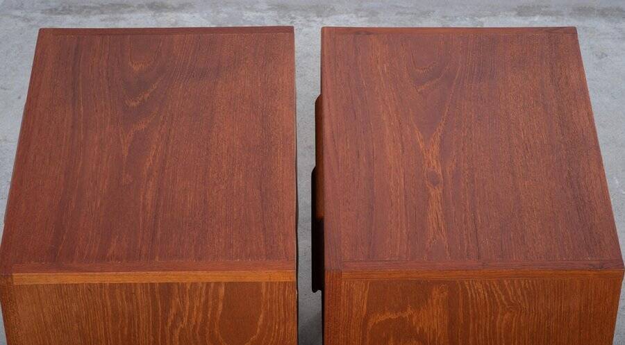 Teak Bedside Tables with Oak Frame, Denmark, 1960s, Set of 2