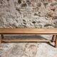 Vintage oak bench, solid wood dining bench, rustic farmhouse bench, French country style, circa 1950–1965.