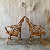 Pair of rattan armchairs