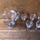 Old pitcher service and 5 foot glasses in engraved glass vintage table art
