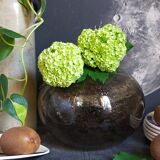 Vintage bubble-blown glass ball vase from riom france