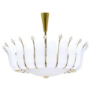 Grand chandelier Rupert Nikoll 27" mid-century brass with leaves, Austria, 1950.