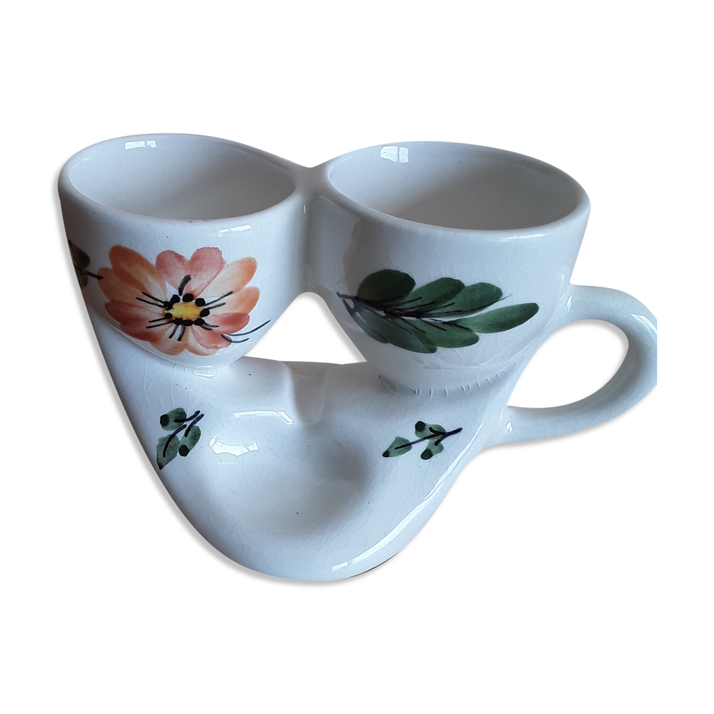 Coquetier double faïence anglaise