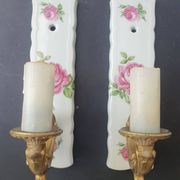 Paire d'appliques murales en céramique Limoge vintage