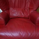 Vintage red leather Lounge Chair by Calia Italia, 1990s
