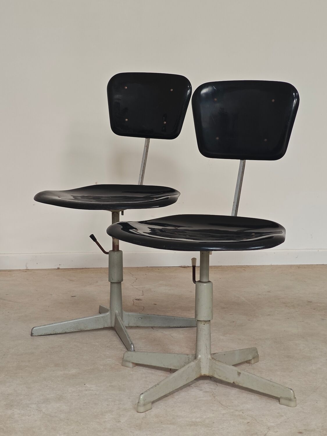1 adjustable industrial chair metal Czechoslovakia 1960