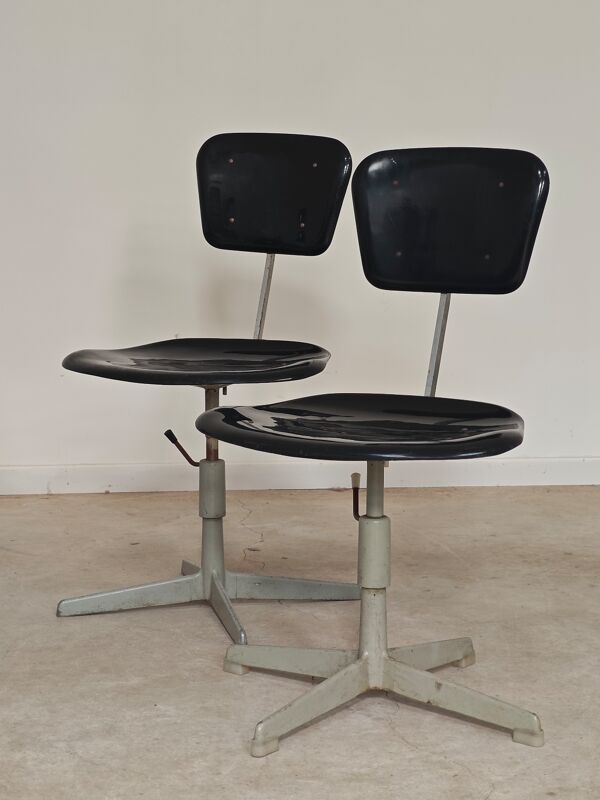 Chaise réglable industrielle réglablemétal Tchécoslovaquie 1960