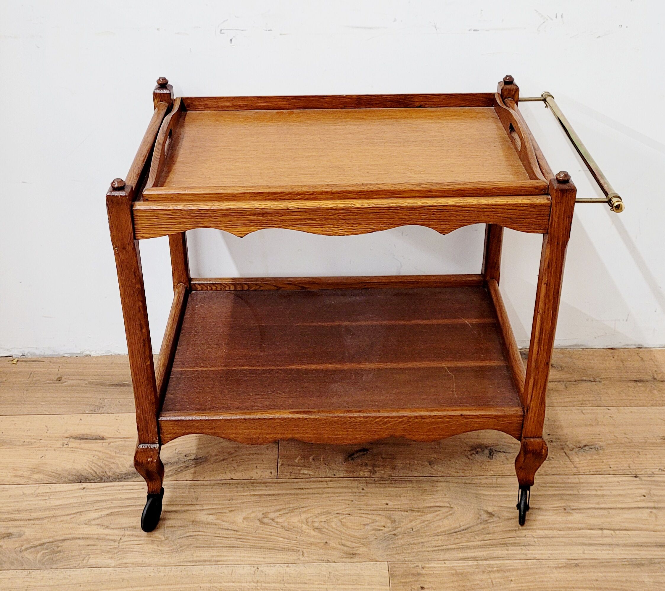 Wooden serving trolley