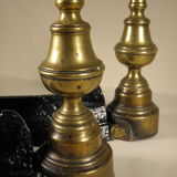 Pair of brass and cast iron chenets