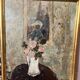 Painting by La Vernède (1899-1971), Flower Pot with Mirror.