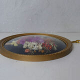 Curved glass frame vintage dried flowers