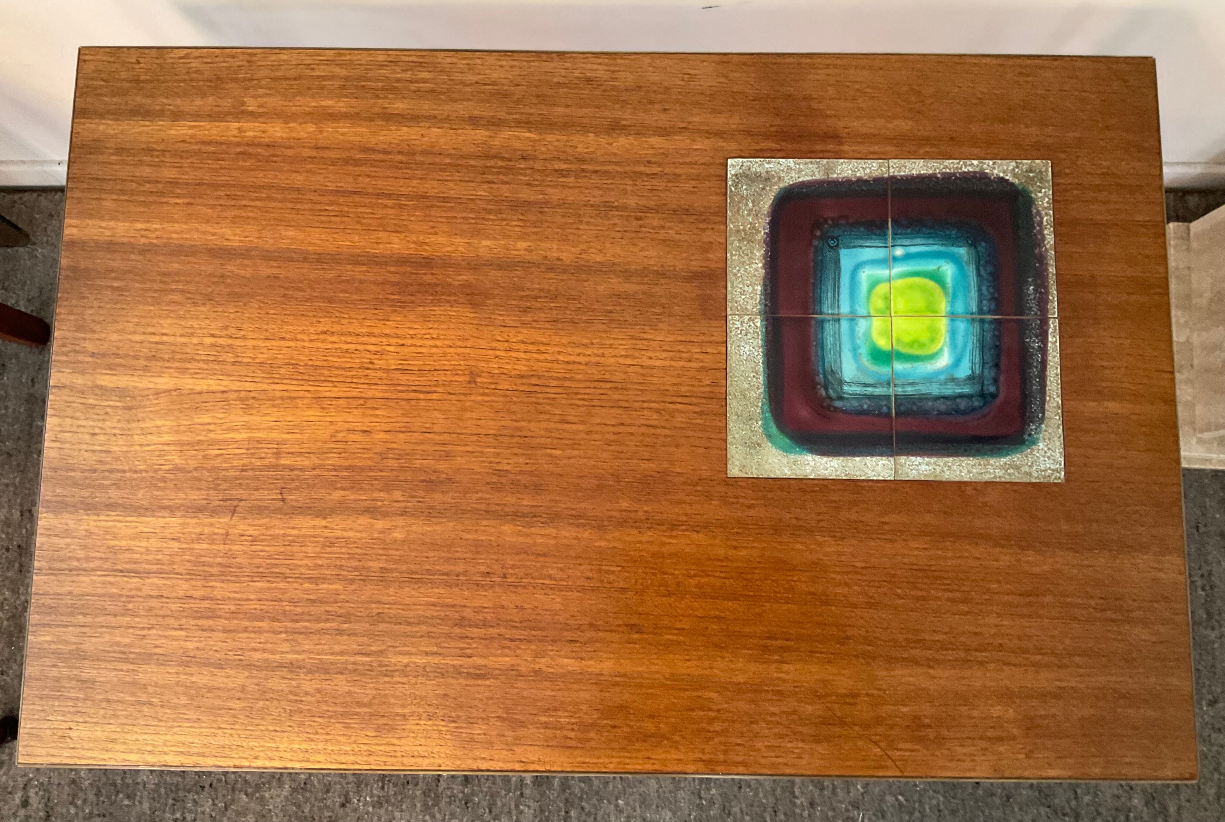 Vintage coffee table in wood and metal years 60/70