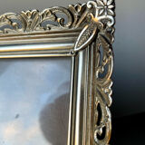 Cadre métal vintage argent coloré 26,5 cm x 20 cm verre convexe
