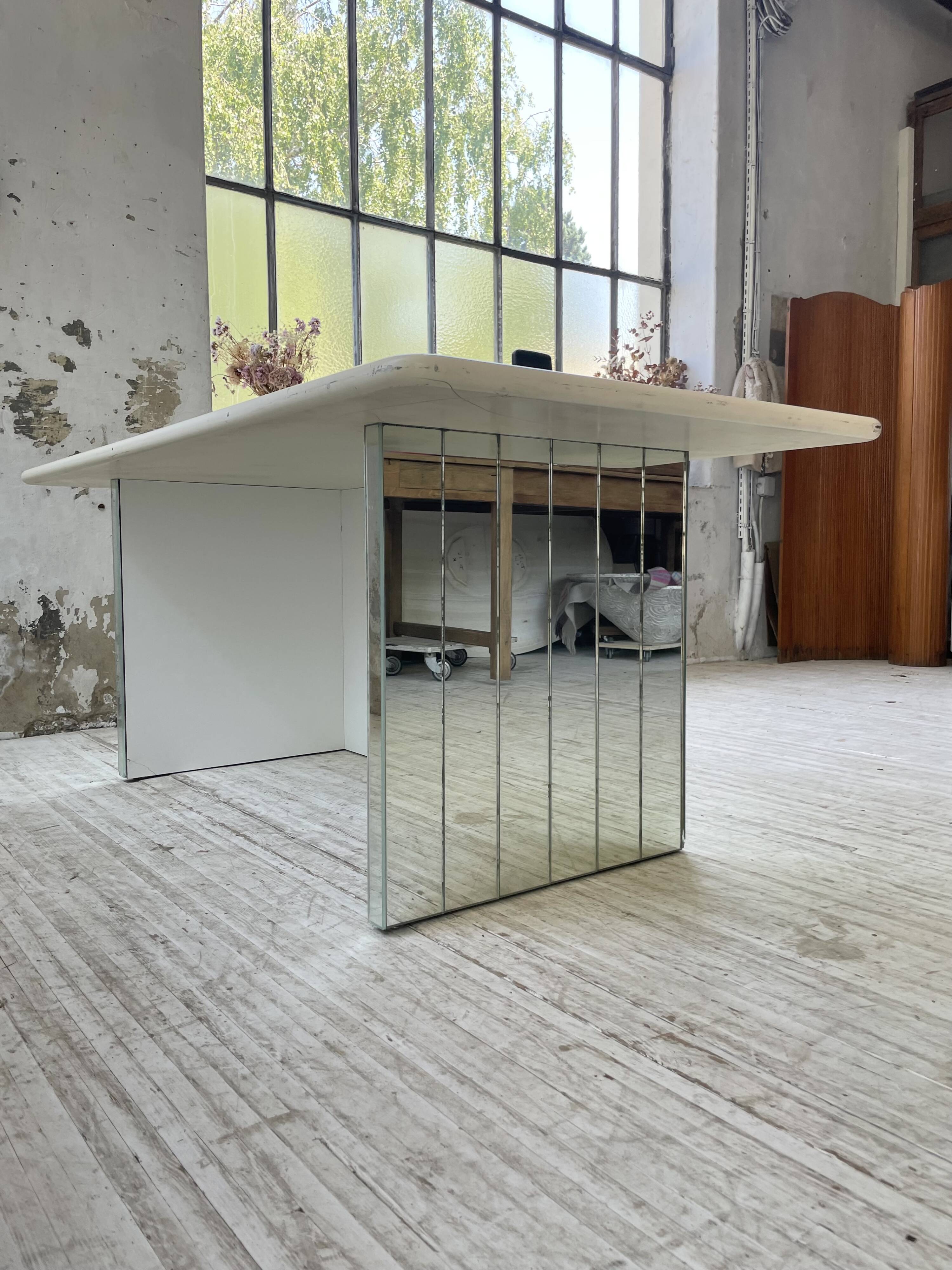 80s lacquered desk and mirror