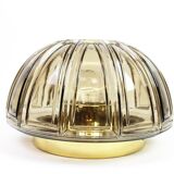 Pair of wall lights or ceiling lights in brass and amber glass by Limburg, Germany, 1960s.