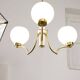 Mid-century Italian Brass and Opaline Chandelier