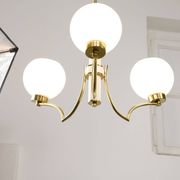 Mid-century Italian Brass and Opaline Chandelier
