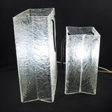 Lucite shopping bag lamps mid-century, set of 2