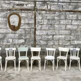 Lot of 8 white Baumann chairs in vintage troquet bistro