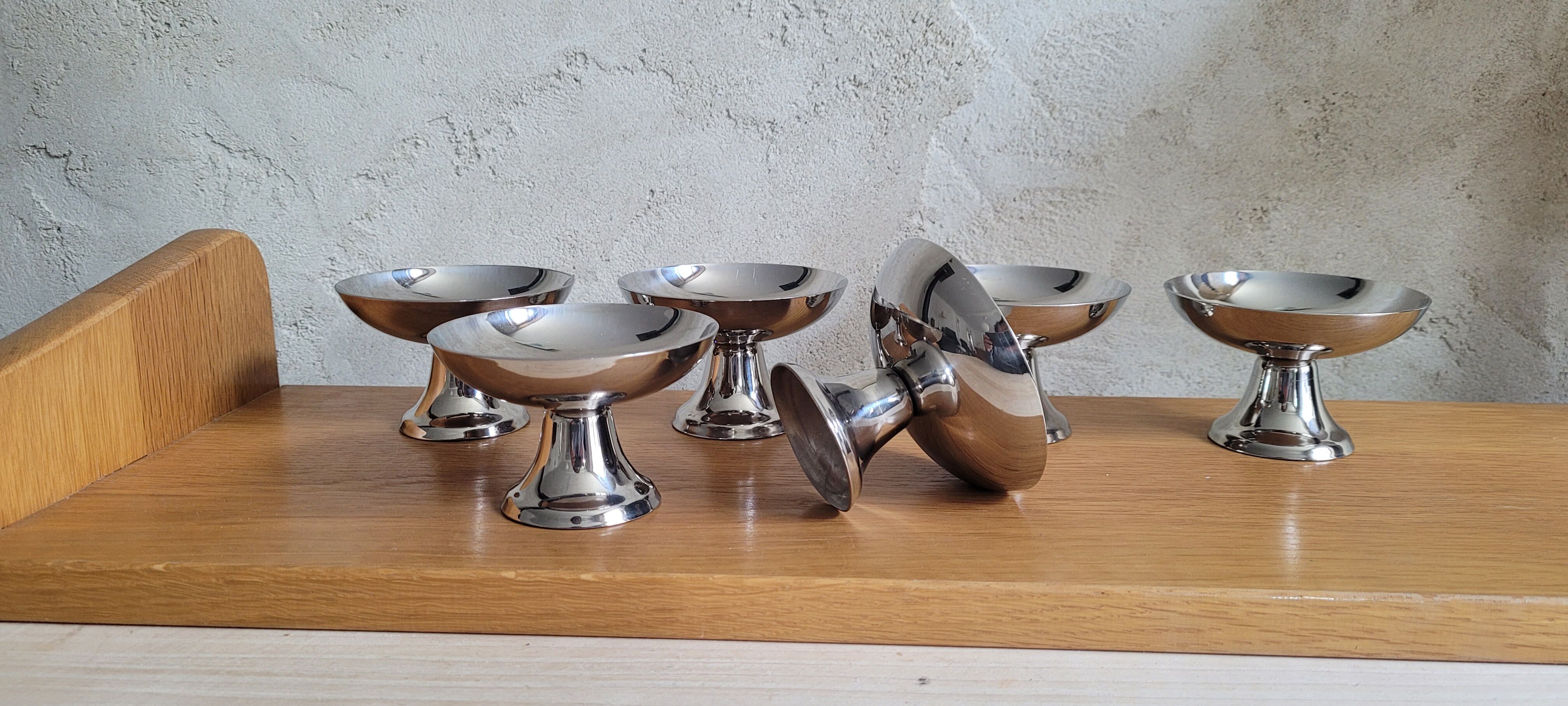 Lot de 6 coupes à glace en inox Guy Degrenne