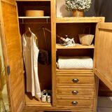 Asymmetrical raw wood wardrobe