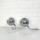Pair of space age chrome plexiglass sphere table lamps from the 70s