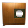 Armoire scandinave  1960 porte secrète et miroir rond 5 portes et 2 tiroirs